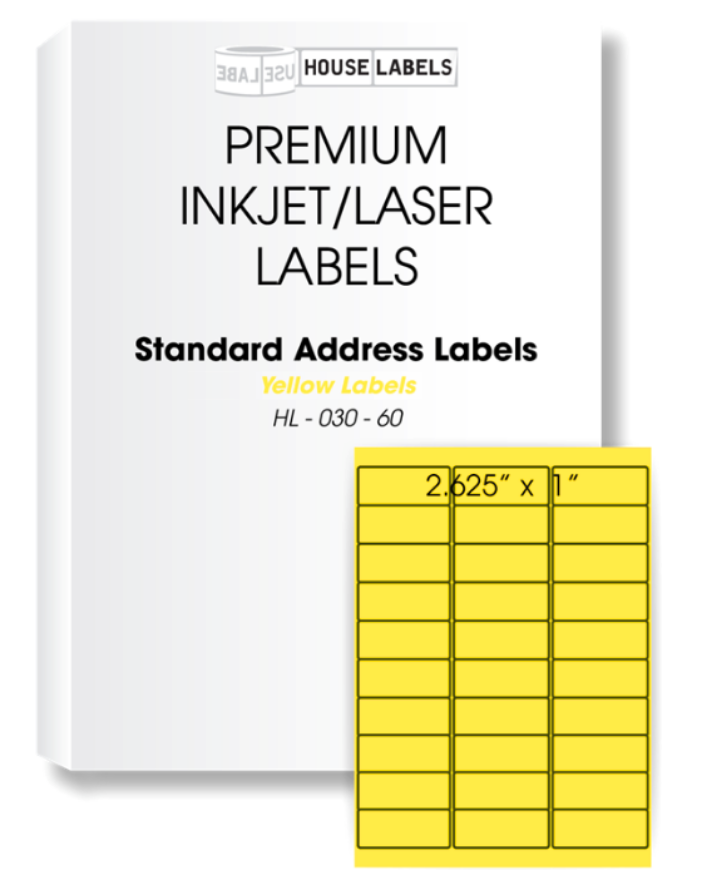Picture of HouseLabels’ brand – 30 Labels per Sheet – YELLOW (300 Sheets – Best Value)